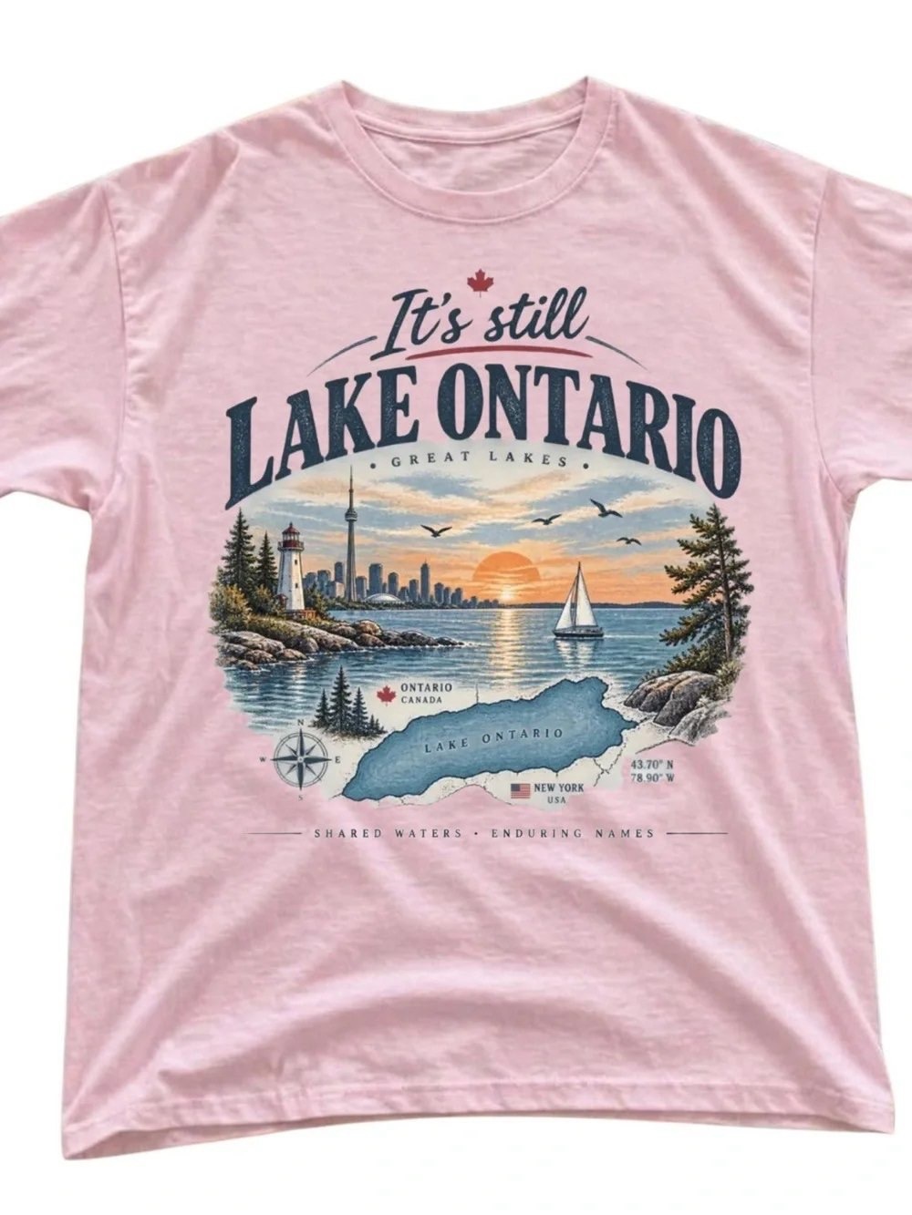 Pink Lake Ontario Graphic Tee, the greatest lake shirt